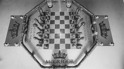 Kent's stainless steel design for Conor McGregor's chess table